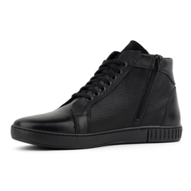 Olivier Buty męskie skórzane sztyblety sneakersy wysokie 427KNT czarne 2