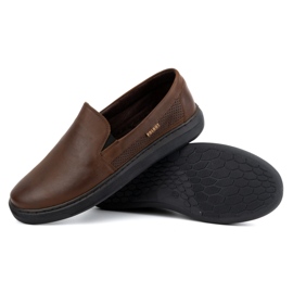 Buty męskie wsuwane ze skóry naturalnej POLBUT 2124P brązowe 3