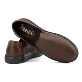Buty męskie wsuwane ze skóry naturalnej POLBUT 2124P brązowe 5