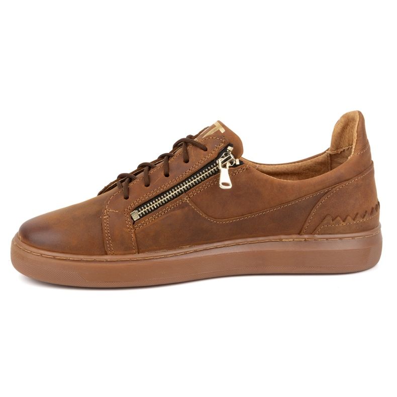 Buty męskie casual ze skóry naturalnej POLBUT 2125 camel brązowe 1