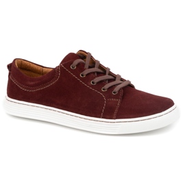 Olivier Buty Męskie skórzane casual 946MA bordowe czerwone 1