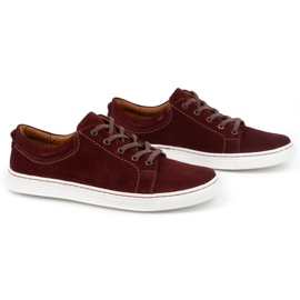 Olivier Buty Męskie skórzane casual 946MA bordowe czerwone 2