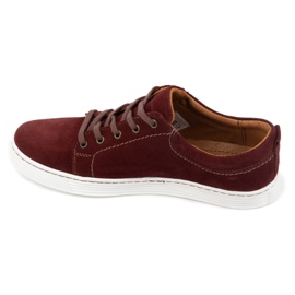 Olivier Buty Męskie skórzane casual 946MA bordowe czerwone 6