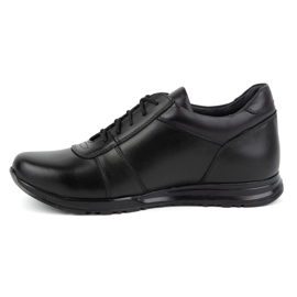 Olivier Buty męskie podwyższające sznurowane skórzane Sport Style 408KZ + 3 cm czarne 1