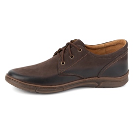 Olivier Buty męskie podwyższające Casual sznurowane skórzane 237KZ + 2,5 cm Brązowe 1