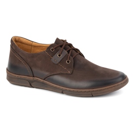 Olivier Buty męskie podwyższające Casual sznurowane skórzane 237KZ + 2,5 cm Brązowe 2