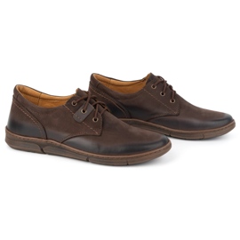 Olivier Buty męskie podwyższające Casual sznurowane skórzane 237KZ + 2,5 cm Brązowe 3