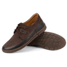 Olivier Buty męskie podwyższające Casual sznurowane skórzane 237KZ + 2,5 cm Brązowe 4