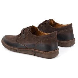 Olivier Buty męskie podwyższające Casual sznurowane skórzane 237KZ + 2,5 cm Brązowe 5