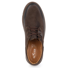 Olivier Buty męskie podwyższające Casual sznurowane skórzane 237KZ + 2,5 cm Brązowe 7