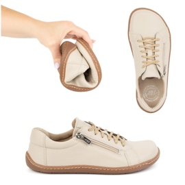 Olivier Damskie minimalistyczne buty skórzane barefoot model 1243 beżowe beżowy 3