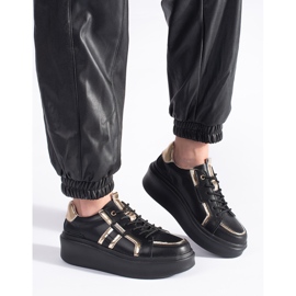 Skórzane czarne sneakersy na platformie 3