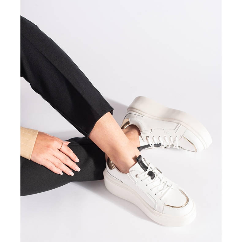 Skórzane białe sneakersy na platformie 2