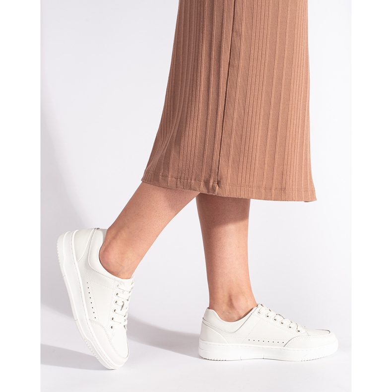 Białe skórzane trampki na wysokiej platformie 1