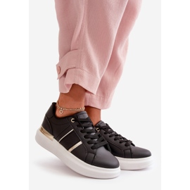 Modne Sneakersy Damskie Na Platformie Z Eko Skóry Czarne Nevisase 1