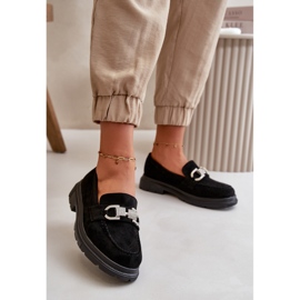 Mokasyny Damskie Eko Zamszowe Z Ozdobą Czarne Wistera 2