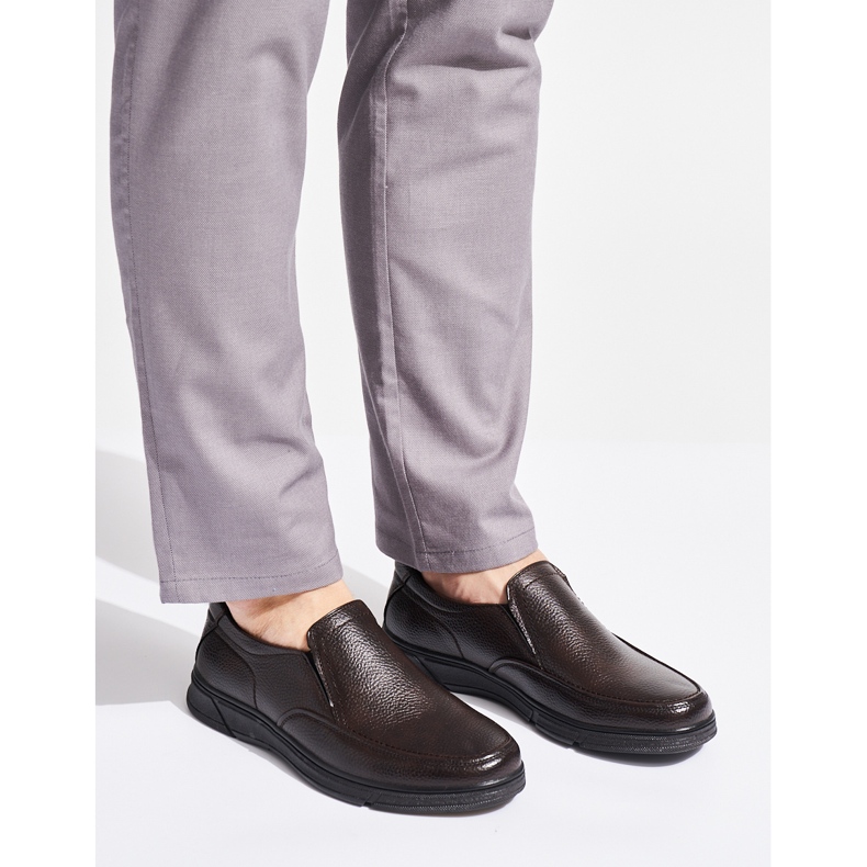 Brązowe mokasyny męskie ze skóry ekologicznej 1