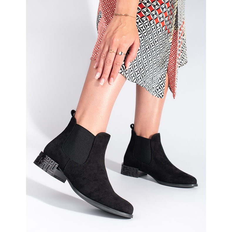 Czarne sztyblety z ozdobnym obcasem Sergio Leone 2