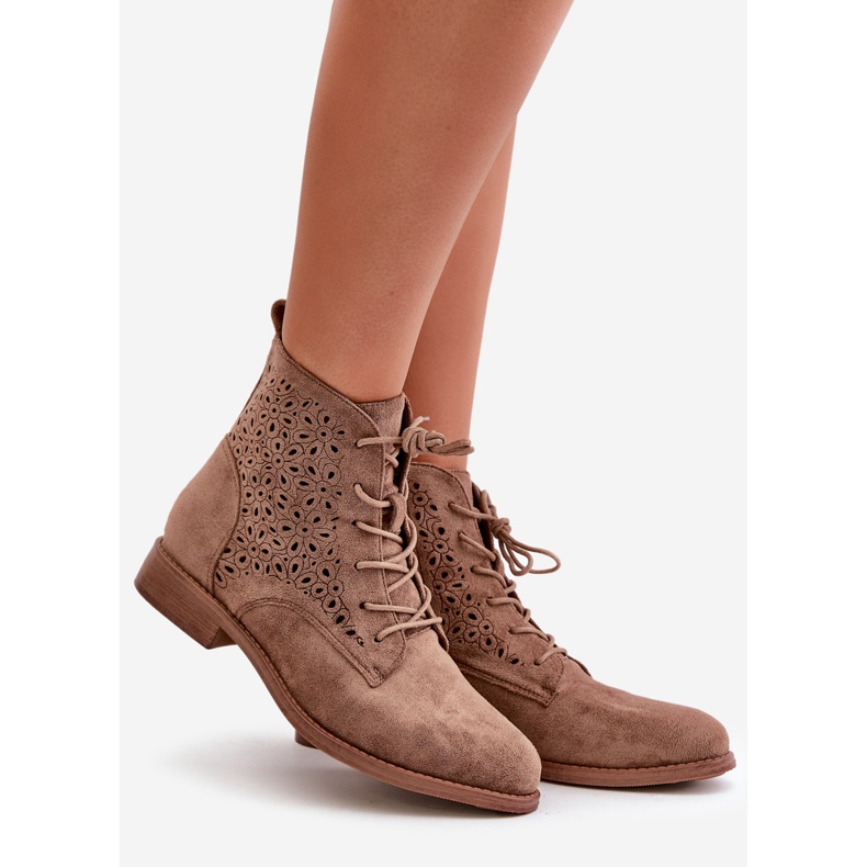 Damskie Botki Ze Wzorem Brązowe S.Barski HY66-136 1