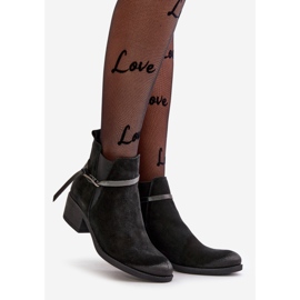 Zazoo 60478 Zamszowe Botki Na Obcasie Ocieplane Zapinane Na Zamek Czarne 1