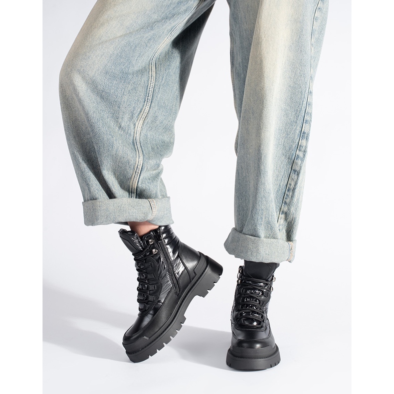 Czarne botki na grubej podeszwie Sergio Leone 1