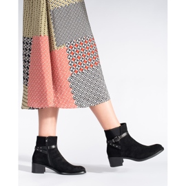 Zamszowe czarne botki na niskim obcasie Sergio Leone 1