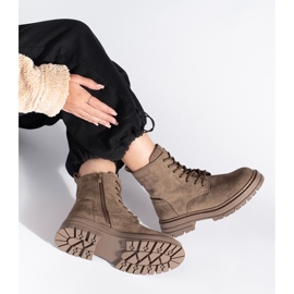 Brązowe sznurowane workery damskie Sergio Leone 1