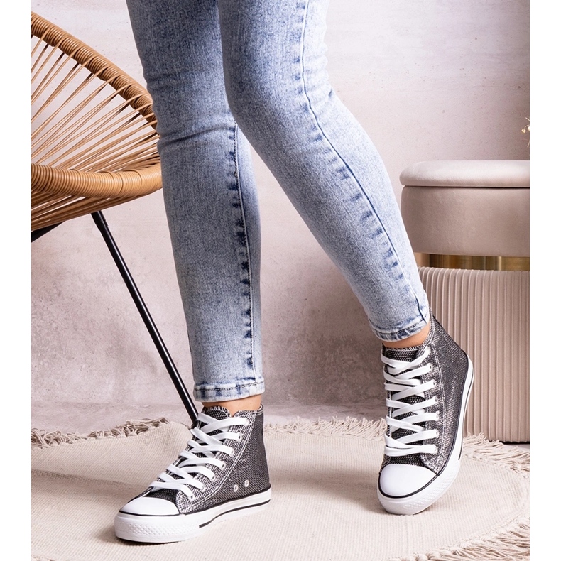 Czarne wysokie trampki błyszczące Ranifali 1