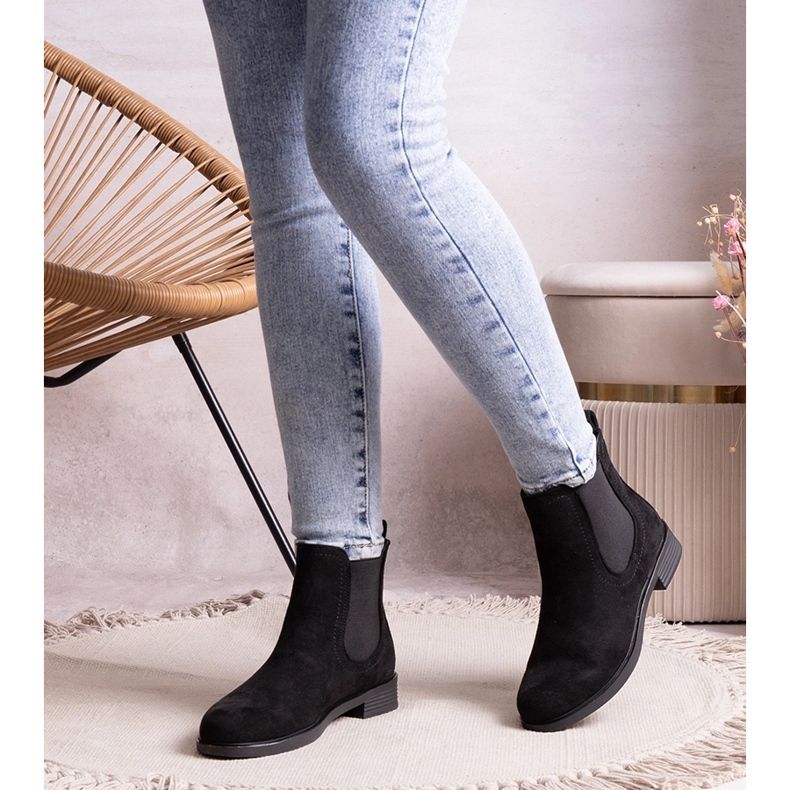 Czarne Wsuwabe Botki Szamirana 1