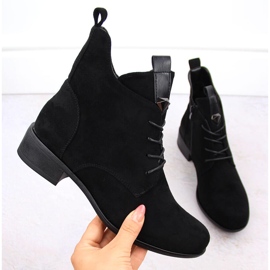 M. DASZYŃSKI Botki damskie sznurowane i na zamek ocieplane czarne M.Daszyński SA198-24 1