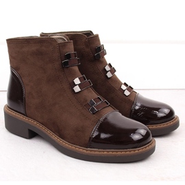 M. DASZYŃSKI Botki damskie zamszowe ocieplane brązowe M.Daszyński SA252-4 2