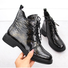 Skórzane botki lakierowane D&A S.Barski Premium Collection LZ42-042 czarne 1