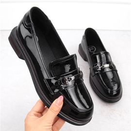 Skórzane półbuty damskie lakierowane czarne Filippo DP6306/24 1