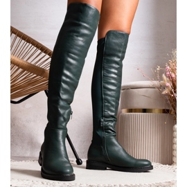 Długie zielone kozaki z eco skóry Polmapina 1