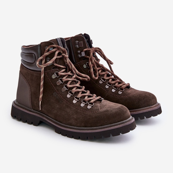 Zamszowe Ocieplane Botki Trapery Męskie Big Star OO174644 Hi-Poly System Brązowe 1