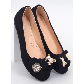 Baleriny zamszowe z misiem Kelee Black czarne 1