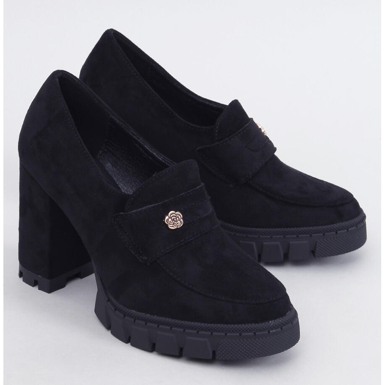 Mokasyny na obcasie i platformie Lains Black czarne 1