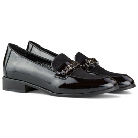 Lakierowane czarne półbuty damskie klasyczne 1