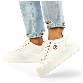 Białe sneakersy damskie na grubej podeszwie 2