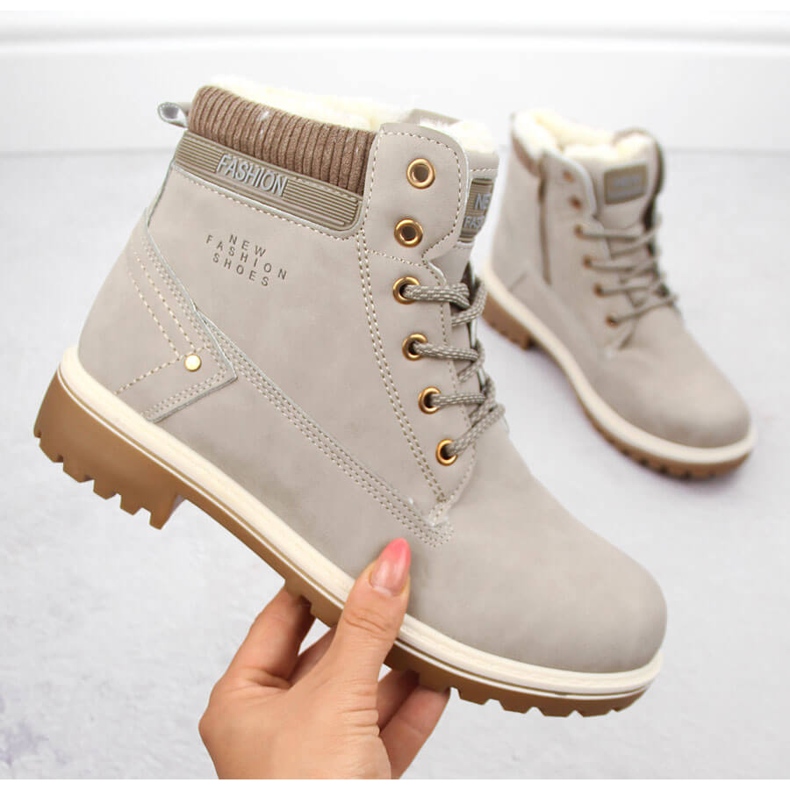 Trapery damskie botki beżowe Potocki 97301 beżowy 1