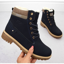 Trapery damskie botki granatowe Potocki 97301 niebieskie 1