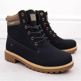 Trapery damskie botki granatowe Potocki 97301 niebieskie 2