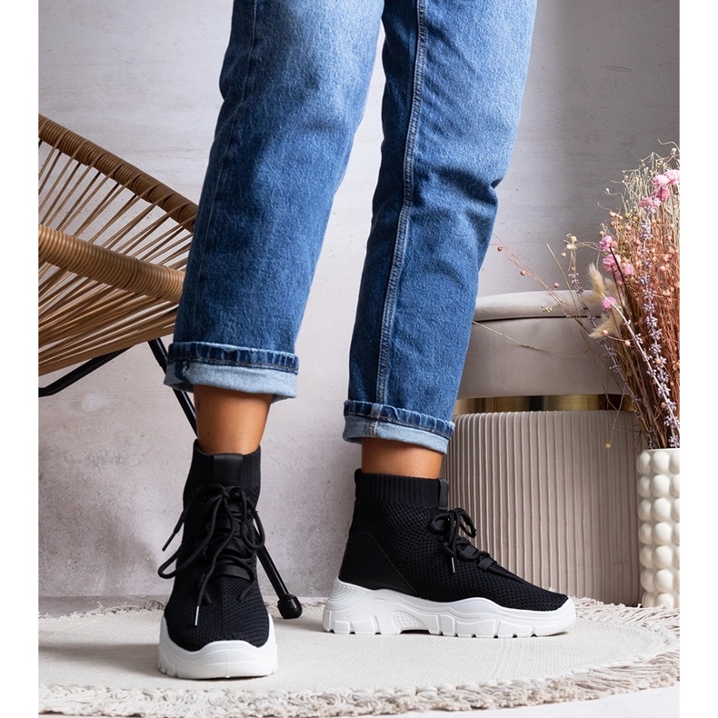 Czarne sneakersy skarpetkowe Frahm 1