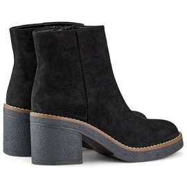 Czarne klasyczne botki damskie na obcasie 1