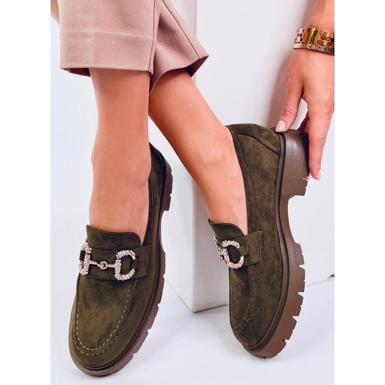 Mokasyny zamszowe z klamerką Karins Green zielone 1
