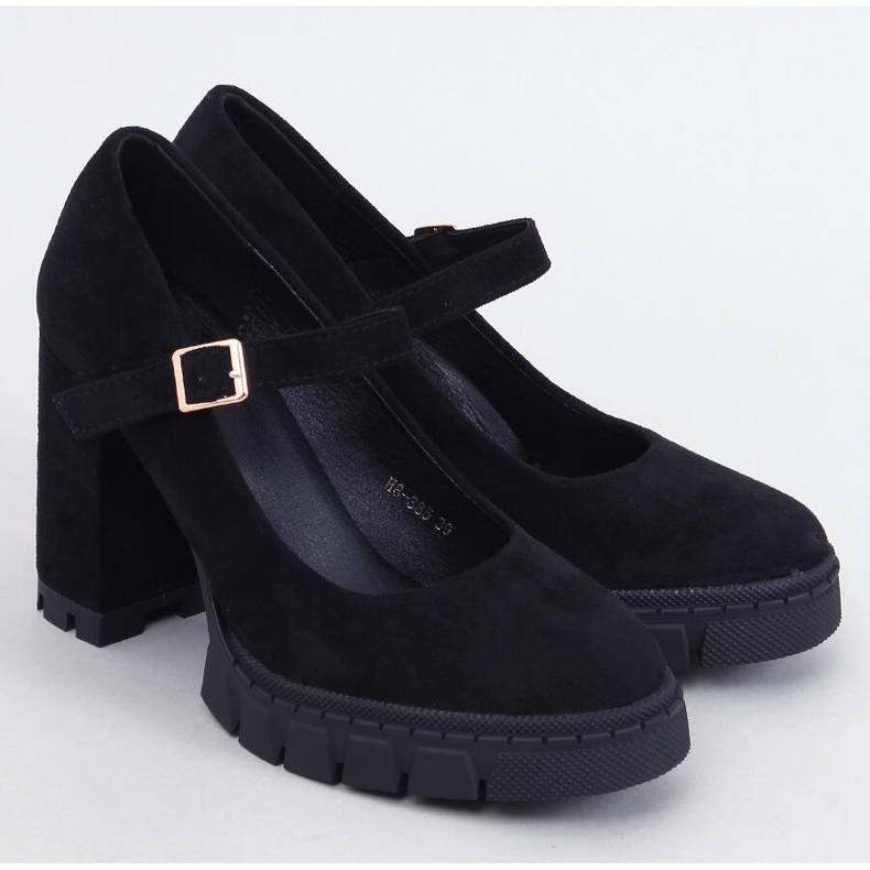 Czółenka na platformie z paskiem Dresse Black czarne 1