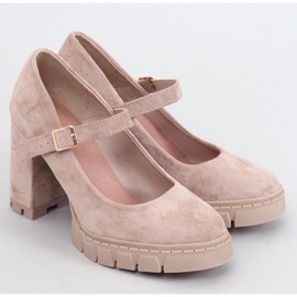 Czółenka na platformie z paskiem Dresse Khaki beżowy 1