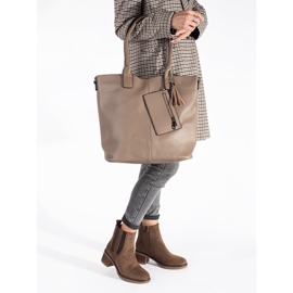 Seastar Brązowe zamszowe botki sztyblety na słupku 2