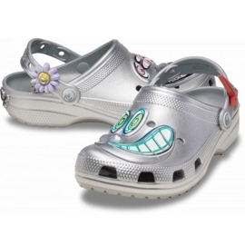 Klapki Crocs Scharf Classic Clog 209487-040 srebrny 1