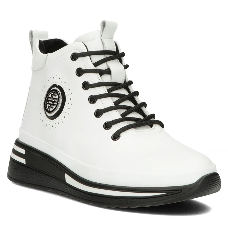 Skórzane botki na platformie Filippo DBT4215/24 Wh białe 1